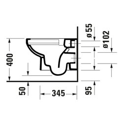 Duravit Wand-WC, Tiefspüler No. 1 Compact 36,5x48cm, 4,5 l, Rimless, weiß