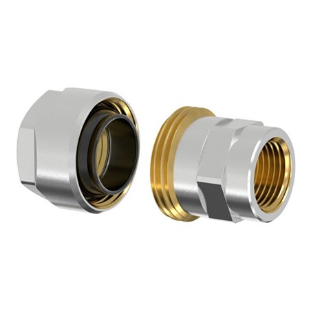 Flamco bergangsverschraub. PLUS SRA IG G 1/2 Fx1/2', f Schwarzr., MS vernickelt