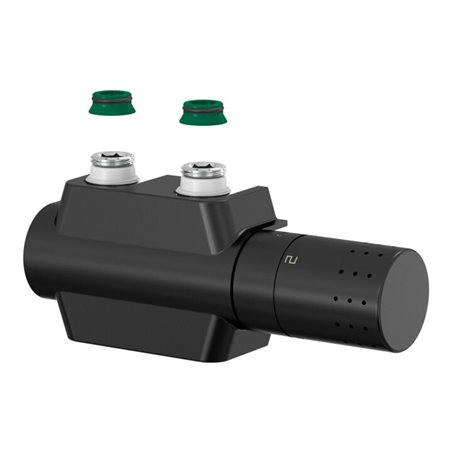 Flamco FL Ventilhahnblock VARIODESIGN Einrohr mit Th.-Kopf TC-D1 und Blende, schwarz