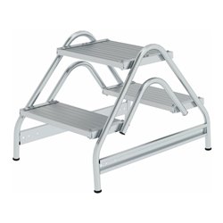 MUNK Aluminium-Arbeitspodest beidseitig begehbar: Aluminium geriffelt