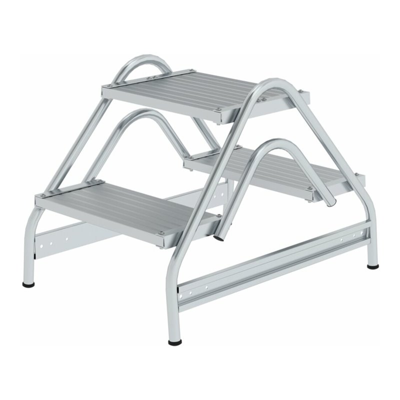 MUNK Aluminium-Arbeitspodest beidseitig begehbar: Aluminium geriffelt