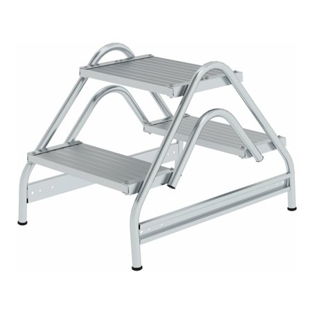 MUNK Aluminium-Arbeitspodest beidseitig begehbar: Aluminium geriffelt