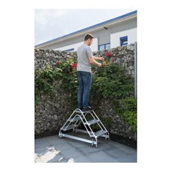 MUNK Aluminium-Arbeitspodest beidseitig begehbar: Aluminium geriffelt