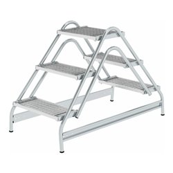 MUNK Aluminium-Arbeitspodest beidseitig begehbar: Stahl-Gitterrost