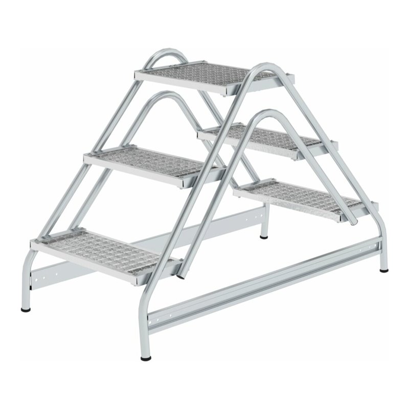 MUNK Aluminium-Arbeitspodest beidseitig begehbar: Stahl-Gitterrost