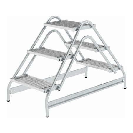 MUNK Aluminium-Arbeitspodest beidseitig begehbar: Stahl-Gitterrost