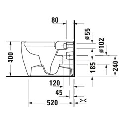 Duravit Stand-WC, Tiefspüler Qatego 39x60cm, 4,5 l, Rimless, weiß Hochglanz