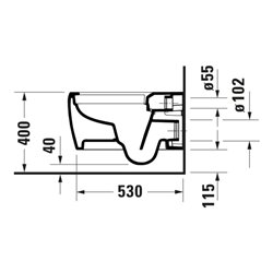 Duravit Wand-WC, Tiefspüler Qatego 38,5x57cm, 4,5 l, riml., weiß Hochglanz