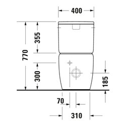 Duravit Stand-WC-Kombi, Tiefspüler Qatego 39x60cm, 6 l, Rimless, weiß Hochglanz