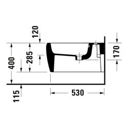 Duravit Wand Bidet Qatego 38,5x57cm, m HL, ÜL, Hahnloch, we hgl