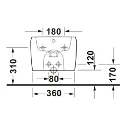 Duravit Wand Bidet Qatego 38,5x57cm, m HL, ÜL, Hahnloch, we hgl