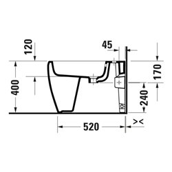 Duravit Stand Bidet Qatego 39x60cm, m Hahnl., ÜL, Hahnloch, we hgl