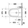 Duravit Stand Bidet Qatego 39x60cm, m Hahnl., ÜL, Hahnloch, we hgl