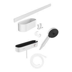 hansgrohe Handbrause Set WallStoris 105 3jet Eco, m THM, BrSt, Access-Set, m.-we