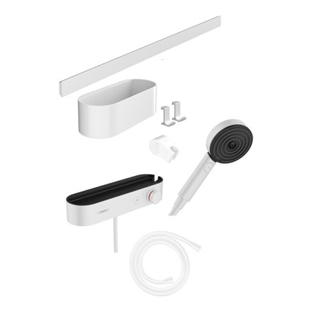 hansgrohe Handbrause Set WallStoris 105 3jet Eco, m THM, BrSt, Access-Set, m.-we