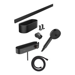 hansgrohe Handbrause Set WallStoris 105 3jet Eco, m THM, BrSt, Ac-Se, matt-sw