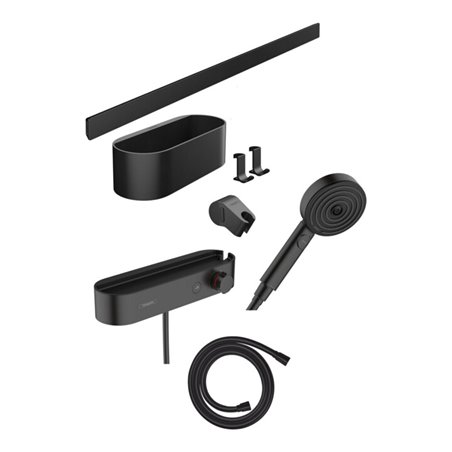 hansgrohe Handbrause Set WallStoris 105 3jet Eco, m THM, BrSt, Ac-Se, matt-sw