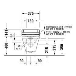 Duravit Wand-WC, Tiefspüler DuraStyle 37,6x62cm, 4,5 l, Rimless, weiß