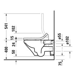 Duravit Wand-WC, Tiefspüler DuraStyle 37,6x62cm, 4,5 l, Rimless, weiß