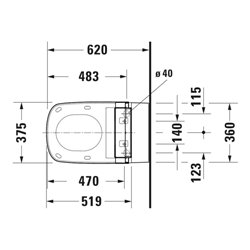 Duravit Wand-WC, Tiefspüler DuraStyle 37,6x62cm, 4,5 l, Rimless, weiß