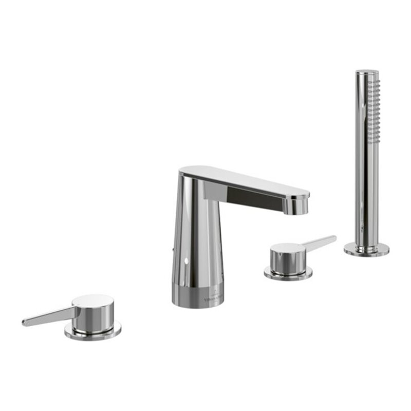 V&B Vierloch-Wannenrandarmatur Conum mit Handbrause, chrom