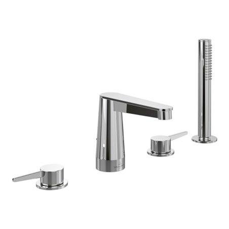 V&B Vierloch-Wannenrandarmatur Conum mit Handbrause, chrom