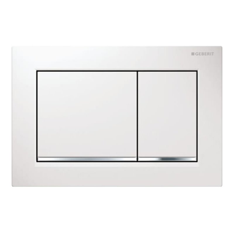 Geberit Abdeckplatte Omega 20 Pl/T we., Streif. hgl-vc, f 2-Mg-Spül.