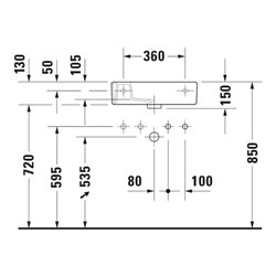 Duravit Möbel-Handwaschbecken Vero 50x25cm, m ÜL, HLB, 2 HL vorgest., weiß