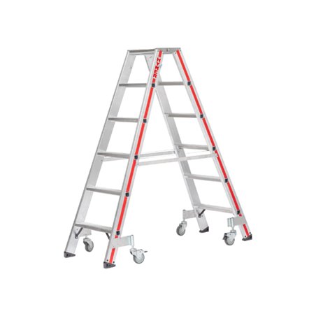 Hymer Stufenstehleiter mit Rollen, beidseitig begehbar