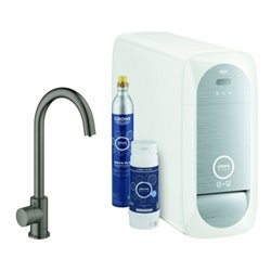 Grohe Spültisch-Einhebelmischer Blue Home hd graphite gebürstet, Mono-Starter Kit