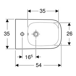 Geberit Wand-Bidet Smyle Square weiß, geschlossene Form, mit Überlauf