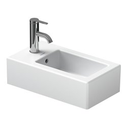 Duravit Handwaschbecken Vero 25x45cm, m HL, ÜL, Hahnlochbank, weiß