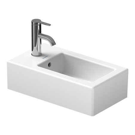 Duravit Handwaschbecken Vero 25x45cm, m HL, ÜL, Hahnlochbank, weiß