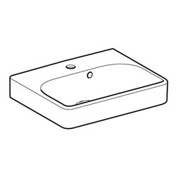 Geberit Handwaschbecken Smyle Square KeraT./we, 45x36cm, m Hahnl., m ÜL asym.