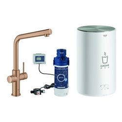 Grohe Spültisch-Einhebelmischer Red Duo L-Ausl., m Boiler Gr M, w. suns geb.