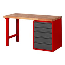 STIER Werkbank Premium mit 5 Schubladen TxH 700x840mm RAL 3000 / anthrazitmetallic