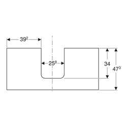 Geberit Waschtisch-Platte One 105x3x47cm, sand-grau/l hg, Ausschn mit.