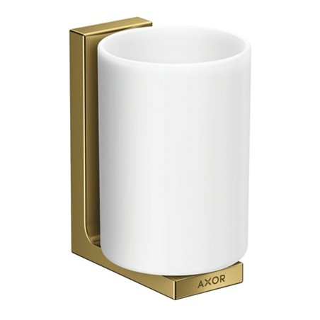 hansgrohe Zahnputzbecher Axor Uni. Rectangular Glas, Wandmontage, polished gold optic