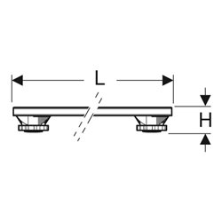 Geberit Füße/Traversen ab 140cm, f Steinharz-DW, 70x7,3x6-12cm