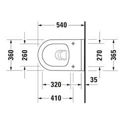 Duravit Wand-WC, Tiefspüler Starck 3 36,5x54cm, 4,5 l, riml., we Hyg Glaze
