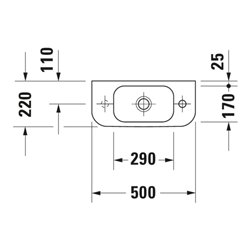 Duravit Handwaschbecken Happy D.2 50x22cm, o. ÜL, m HLB, HL links, weiß