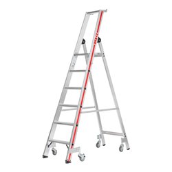 Hymer Stufenstehleiter mit Plattform und Rollen, einseitig begehbar