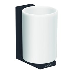 hansgrohe Zahnputzbecher Axor Uni. Rectangular Glas, Wandmontage, mattschwarz