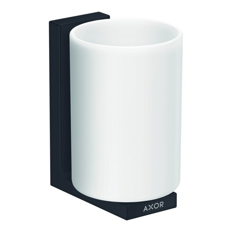 hansgrohe Zahnputzbecher Axor Uni. Rectangular Glas, Wandmontage, mattschwarz