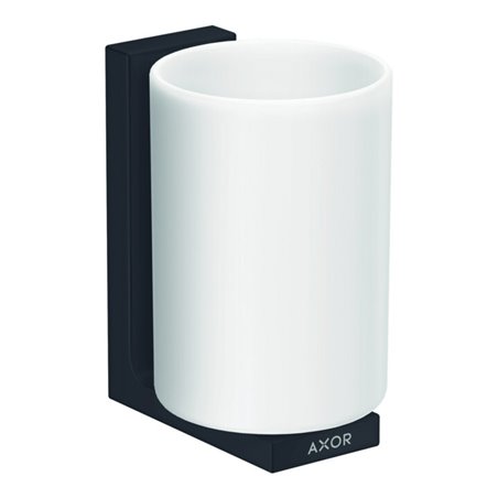 hansgrohe Zahnputzbecher Axor Uni. Rectangular Glas, Wandmontage, mattschwarz