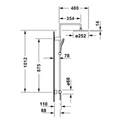 Duravit Duschsystem 1000 MinusFlow Ausl. 354mm, m Brausethermostat, schwarz matt