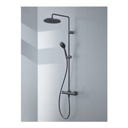 Duravit Duschsystem 1000 MinusFlow Ausl. 354mm, m Brausethermostat, schwarz matt