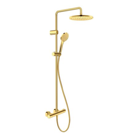 Duravit Duschsystem 1000 MinusFlow Ausl. 354mm, m Brausethermostat, Gold poliert
