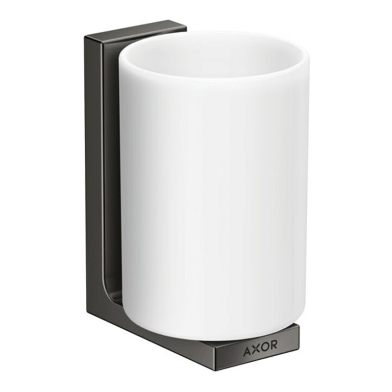 hansgrohe Zahnputzbecher Axor Uni. Rectangular Glas, Wandmontage, polished black chrome