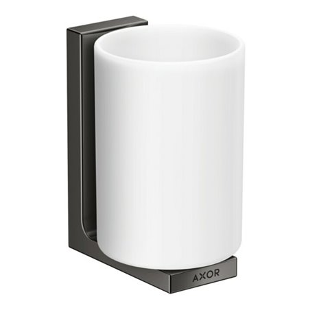 hansgrohe Zahnputzbecher Axor Uni. Rectangular Glas, Wandmontage, polished black chrome